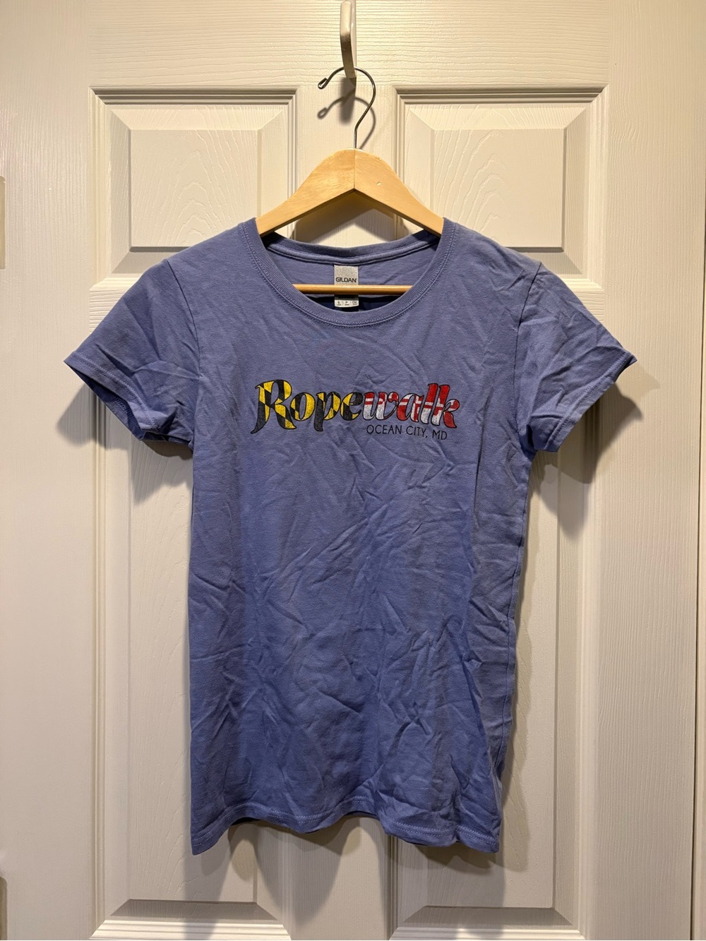 Gildan Lavender Short Sleeve Tee with Multicolor 'Ropewalk' Graphic